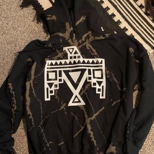Bleached Black Hoodie with Transfer